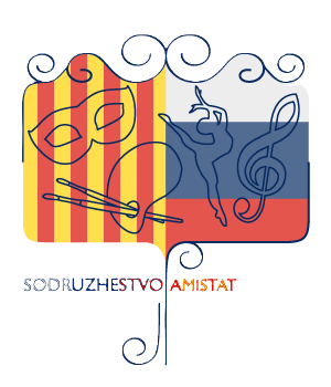 Logo del Centro Cultural Russo-Catalán con elementos artísticos y culturales.
