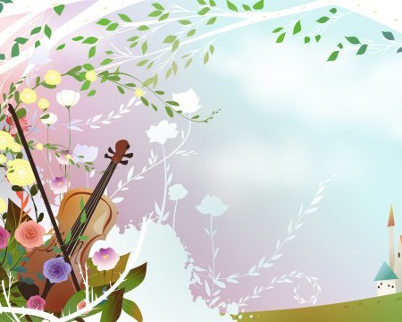 Il·lustració amb instruments musicals i elements naturals.